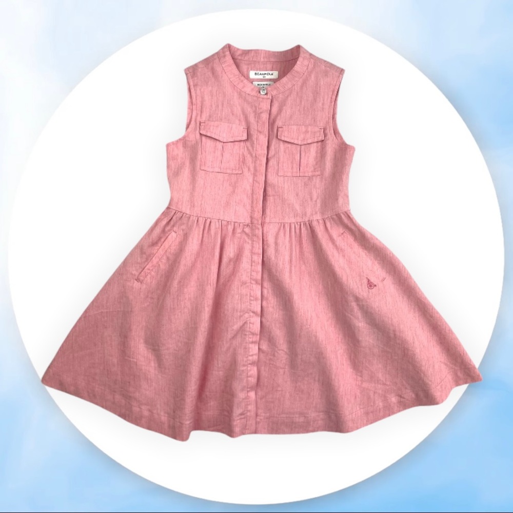 BeanPole Linen Dress Pink Sleeveless A-line Girls Korean